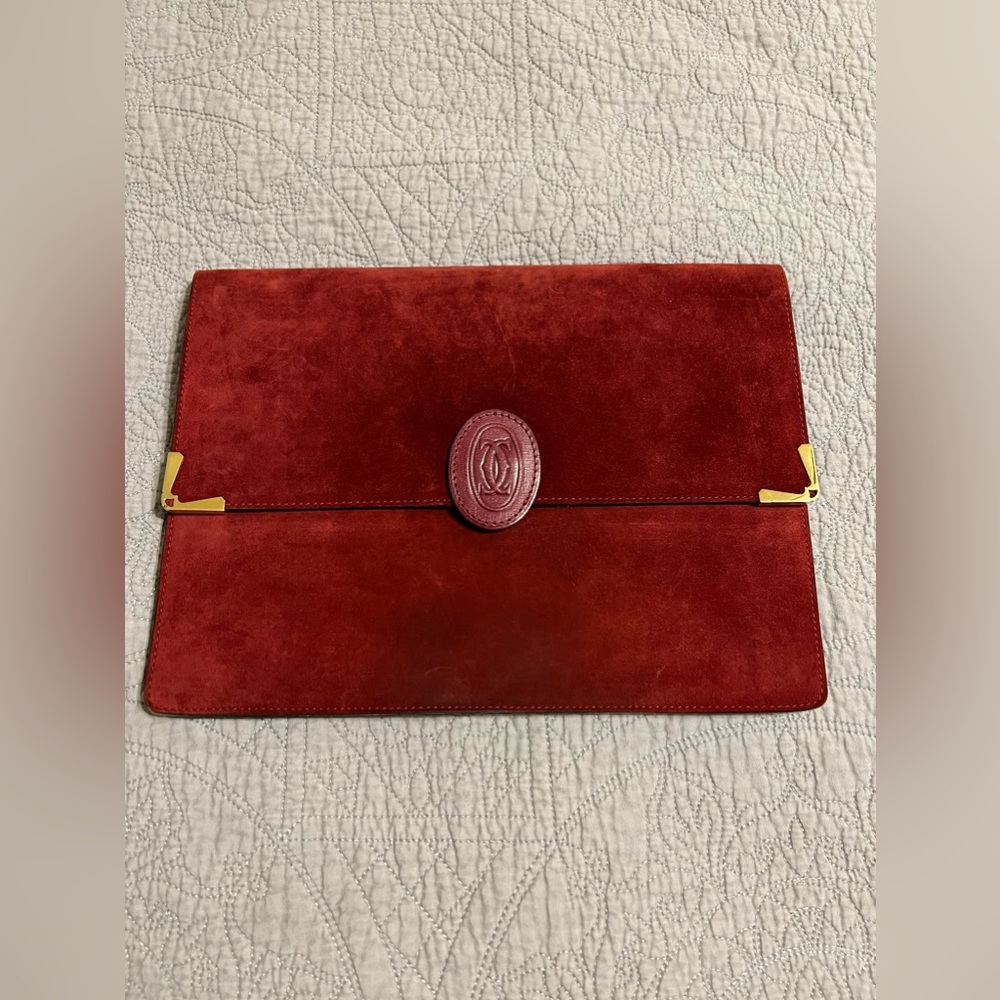 Cartier AUTHENTIC Suede Leather Three pocket Case/Clutch